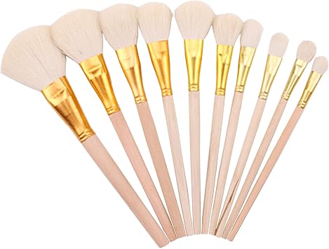10Pcs Gilding Brush Pen Set, Gold Leaf Sweeper Paint Brush Goat Hair Brush Pen Gold Paint Brush for Gold Foil Gold Leaf Sheets Gold Flakes Art Crafts Supplies