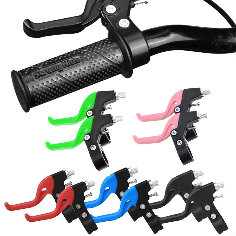 2PCS Bicycle Brake Lever Handle Left & Right Children Bike Brake Levers Plastic Handlebar Grips for 22cm Diameter Bike Handlebars(Green)