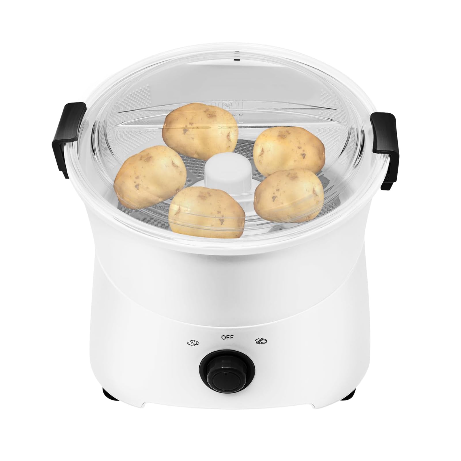 Pelador de patatas eléctrico, capacidad de 800 g, máquina giratoria peladora automática con accionamiento de un solo botón, función de deshidratador de verduras y bloqueo de seguridad B