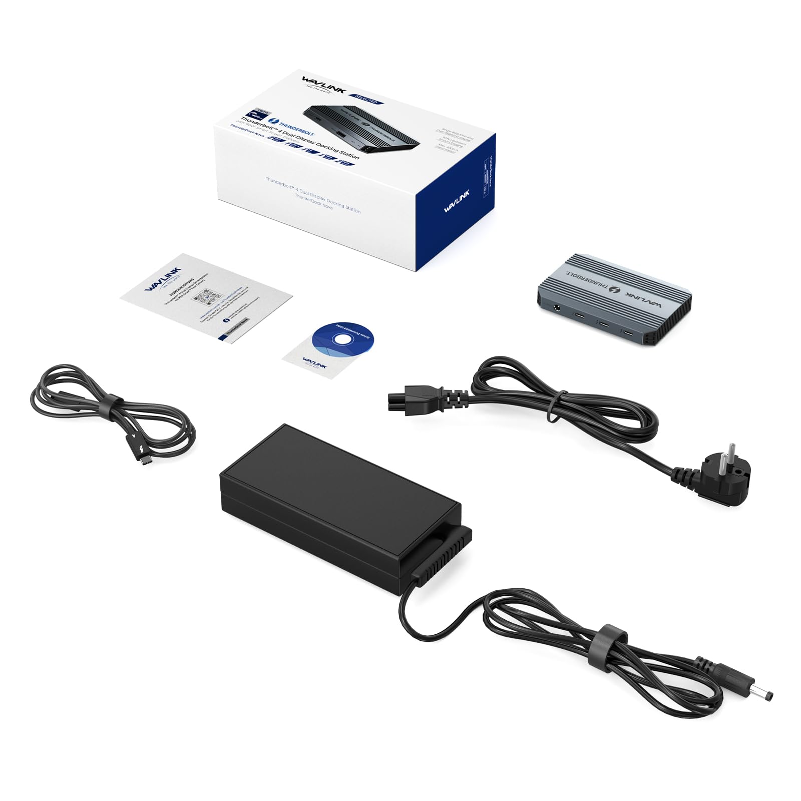 Station d'accueil Thunderbolt 4, WAVLINK USB C Hub avec Double Affichage 4K@60Hz, 100w Power Delivery, USB-A 3.2 Gen 2, pour MacBook Pro/Air M1 M2 M3, Ordinateur Portable Thunderbolt 4/3