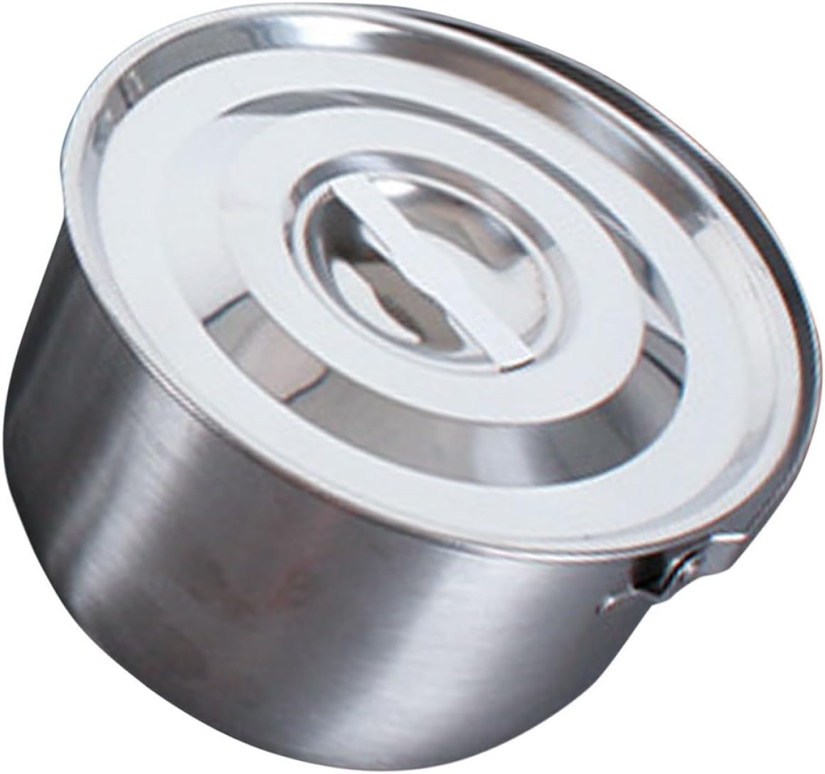 Stainless Steel Oil Bowl with Handle and Lid 20Cm High-Temperature Resistant Large Capacity Kitchen Container Indoor Metal Basin for Cooking and Storage