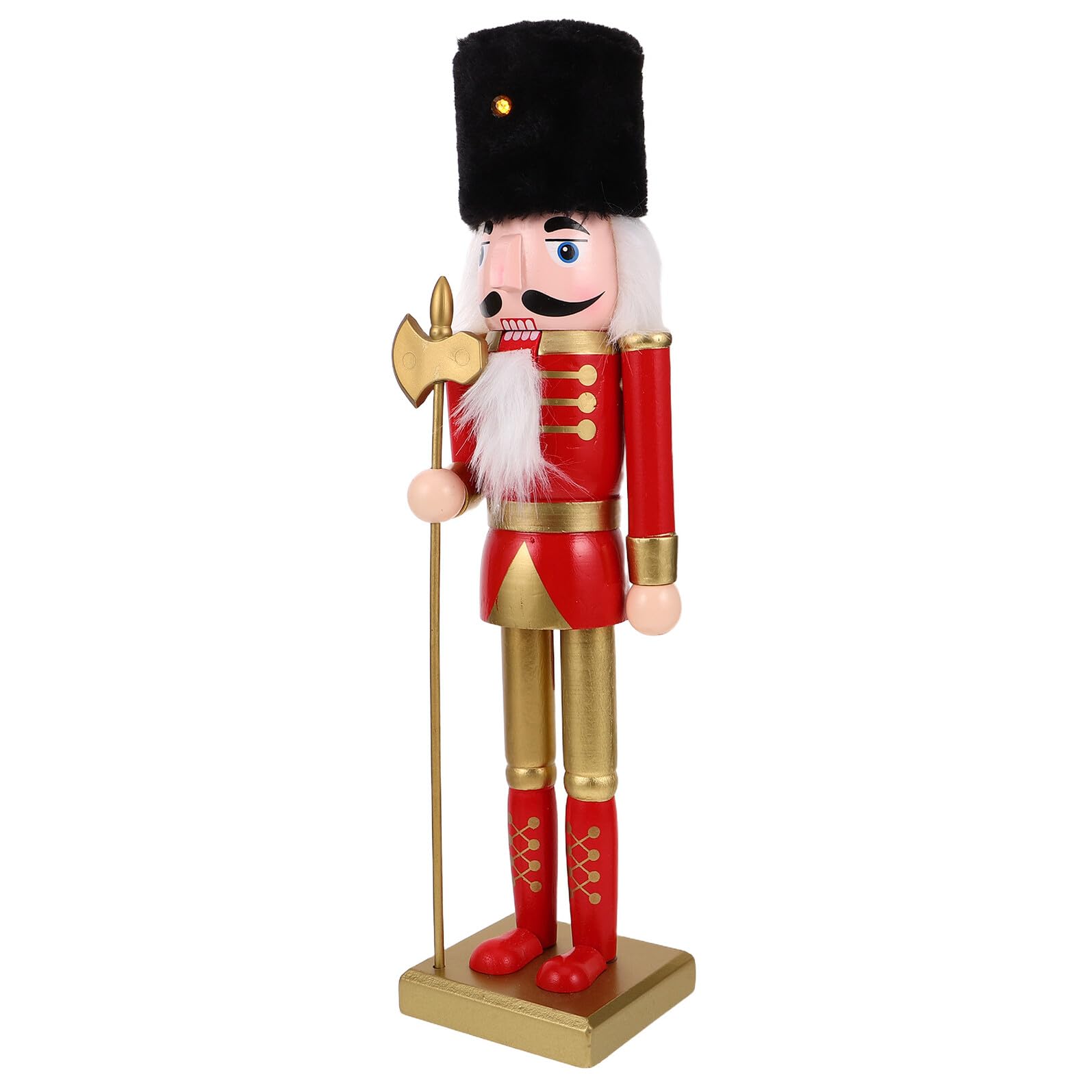 Weihnachtssoldat Nussknackerfigur 38cm mit Quadratischem Sockel Handgefertigte Traditionelle Weihnachtsdekoration für Tisch und Kaminsims