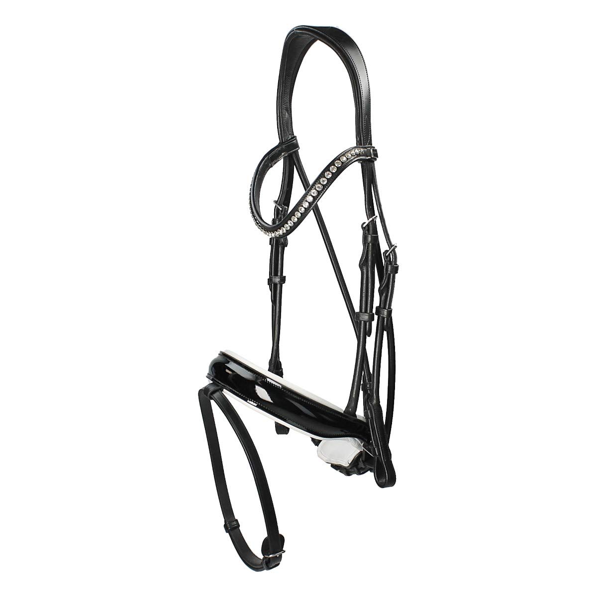 Bridon Anky cuir noir et blanc muserolle ergonomique haut de gamme Cob