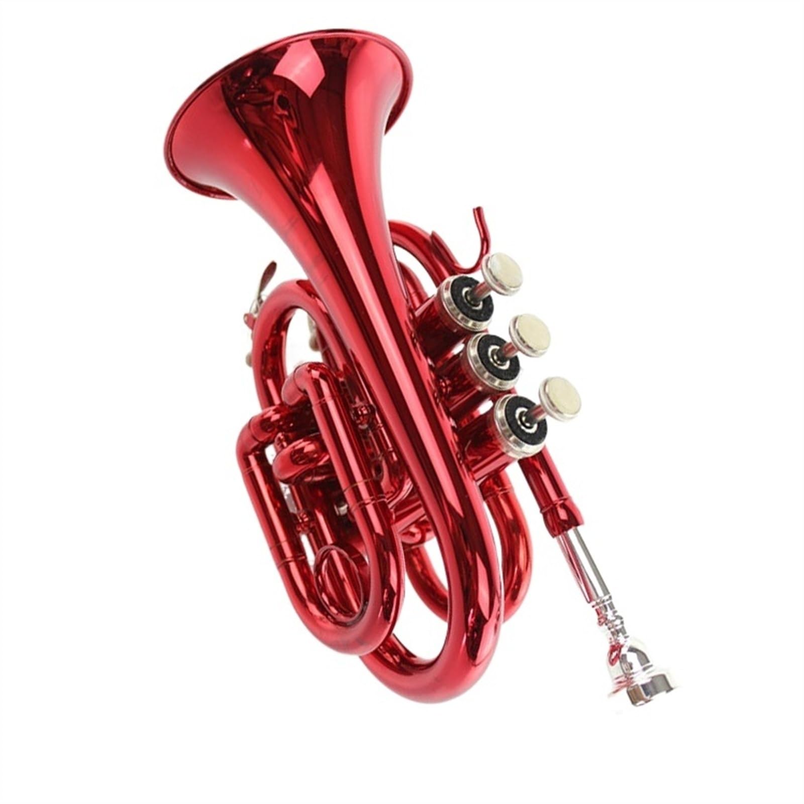 Trąbki Instrument Muzyczny Dla Początkujących, Trąbka Kieszonkowa B-dur Czerwona Stal Nierdzewna Posrebrzana Bogaty Dźwięk