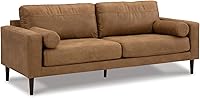 Signature Design by Ashley Telora Faux Leather Sofa, Dark Brown, Compact 85" Couch with Pillows for Small Spaces