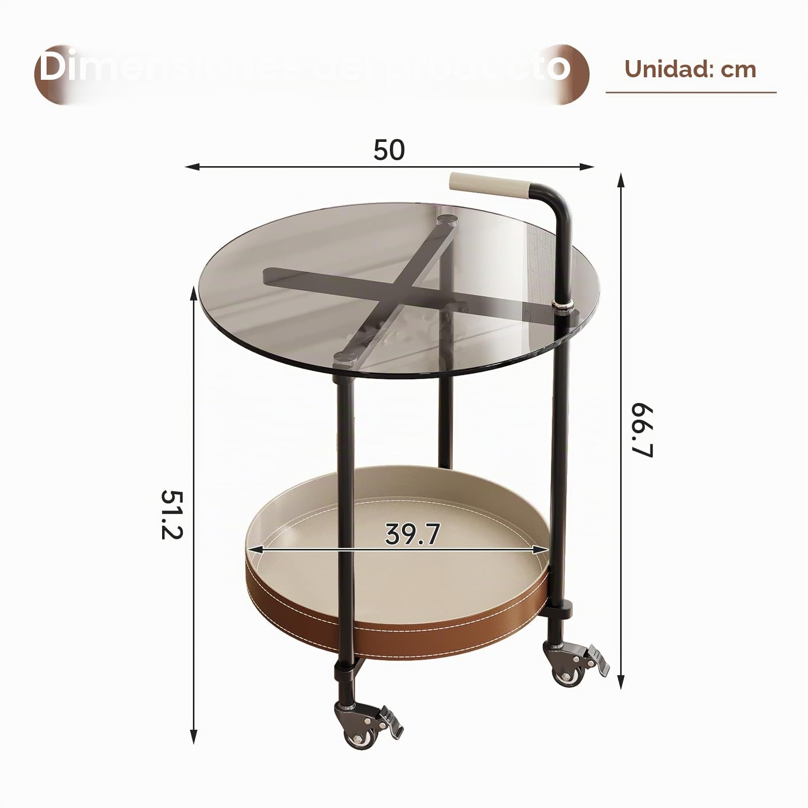 Guyii Mesa auxiliar con ruedas, mesa auxiliar redonda para salón, mesa de cama móvil con ruedas, mesa de sofá con estante, mesa auxiliar moderna (estilo B)