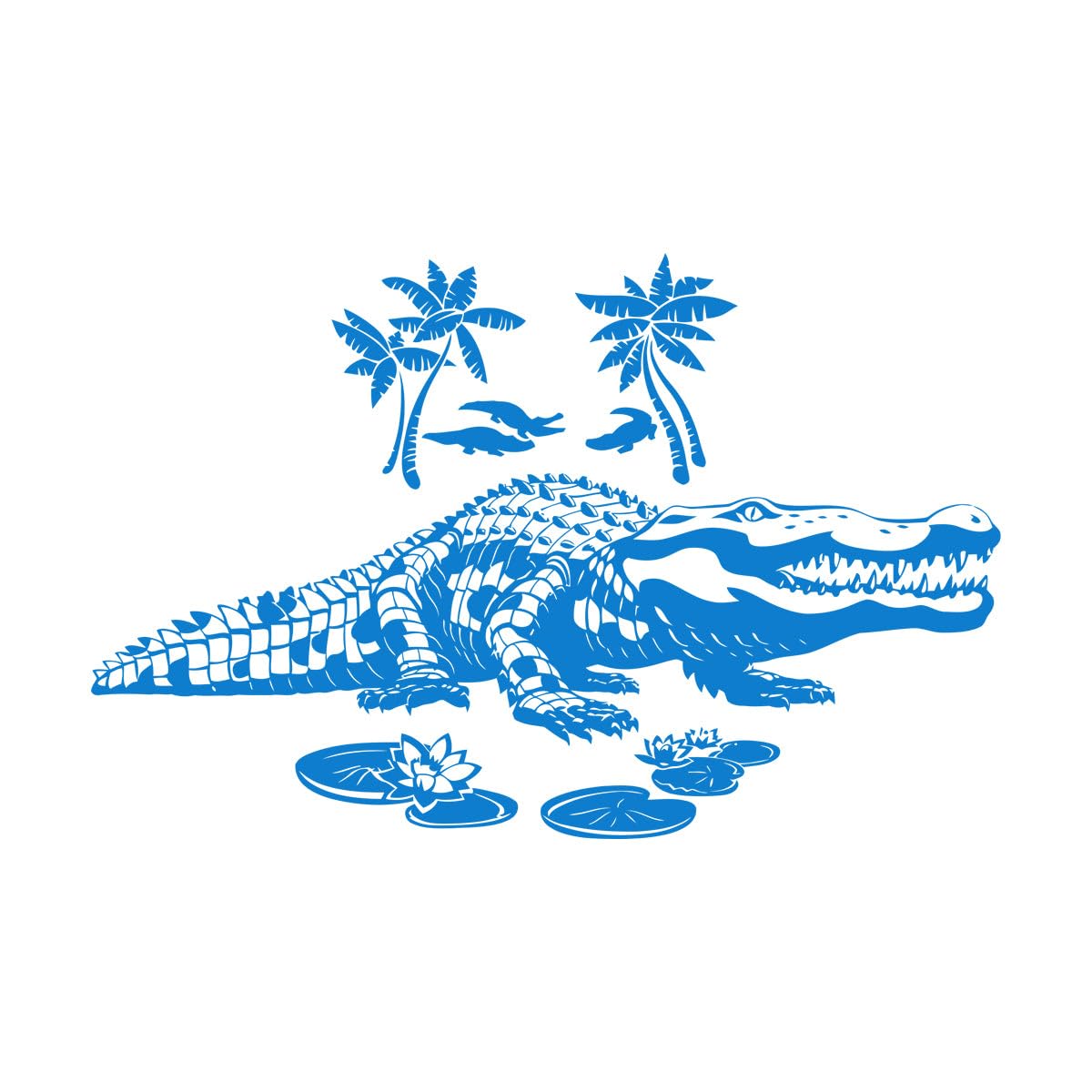Crocodiles Palms Animals Predator Wall Decals PVC 32x49.5cm Art Mural Painting Small Blue — image 1
