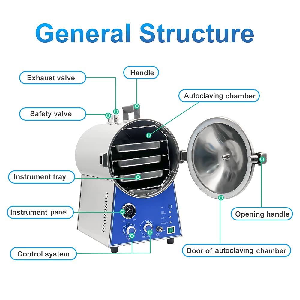 24L High Pressure Stainless Steel Lab Table Top Steam Autoclave US Stock