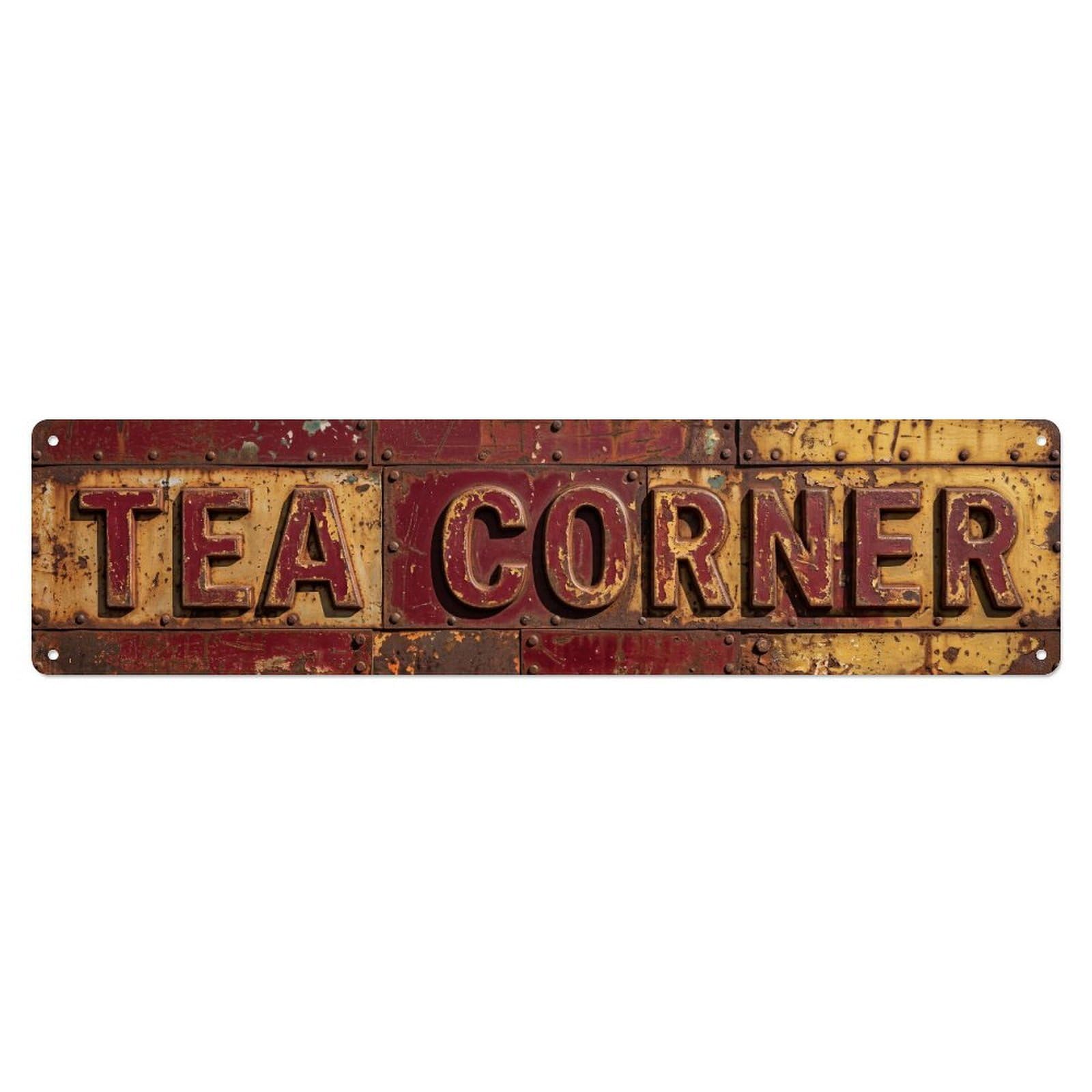 Tea Corner Retro Bar Metal Tin Skinny Sign Plaque Wall Decor for Cafe, Club Bar, Office, Home Garden Metal Poster 4x16Inch