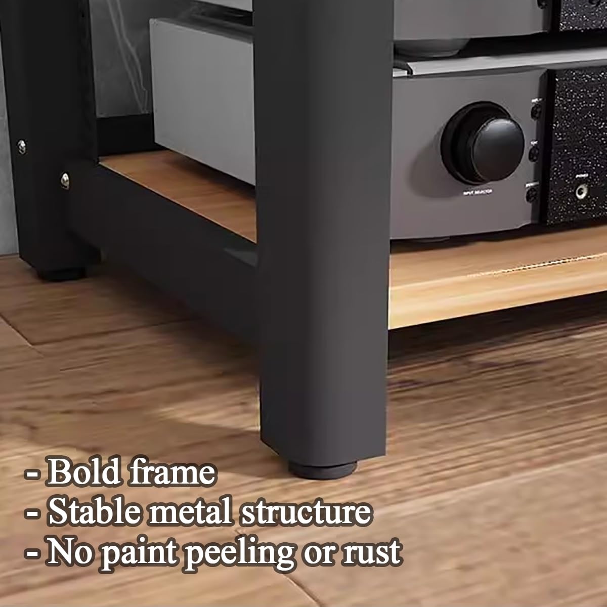 Scaffale portaoggetti angolare Stereo a 5 Ripiani con Giradischi, Console per Videogiochi, Mobile Porta TV per dispositivi Audio e Video, per Soggiorno, Sala Giochi, Sala di Registrazione, c