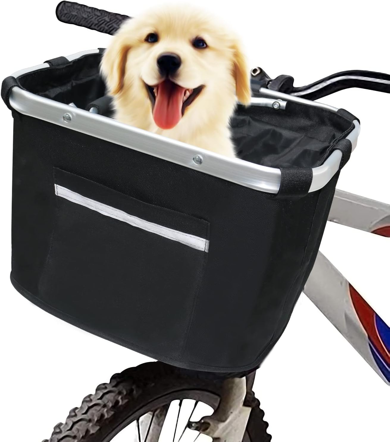 URBEST Bike Basket,Small Pets Cat Dog Folding Carrier,Removable Bicycle Handlebar Front Basket, Quick Release and Easy to Install,Detachable Cycling Bag (Purple)