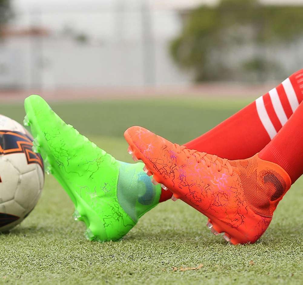 Unisex's AG Cleats Training Football Sneakers Sports Non-Slip Long Studs High-Top Soccer Shoes for Youth