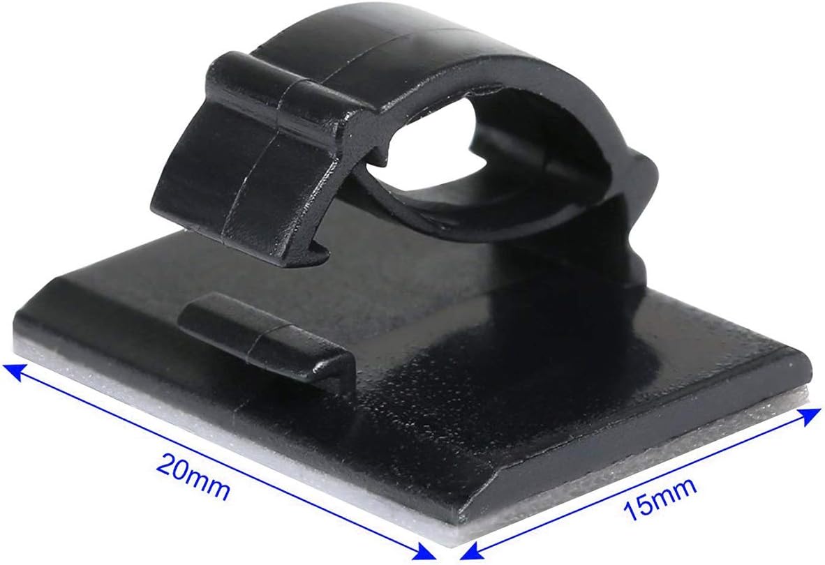 Akstore 100 PCS Adhesive Cable Clips Self-Adhesive Wire Clips Cable Wire Management Wire Cable Holder Clamps Cable Tie Holder for Car, Office and Home (Black)