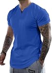 JMIERR Men's Short Sleeve T Shirt Casual V Neck Longline Shirts Summer Athletic T-Shirts Beach Tees
