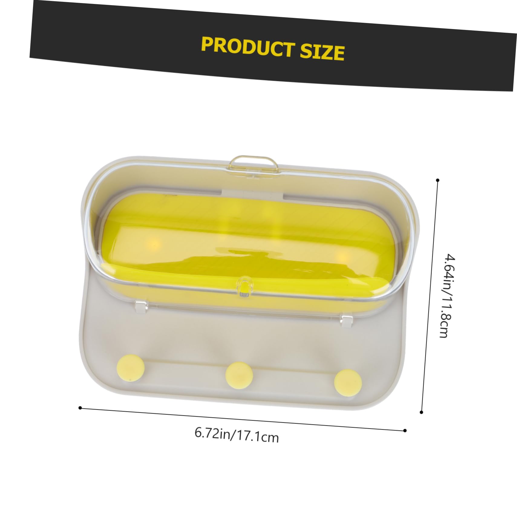 Cabilock 1pc Transparent Glasses Jewelry Storage Box Wall Mounted No Punching Required Protective Holder for Eyewear Rings and Watches Home Use Storage Lemon