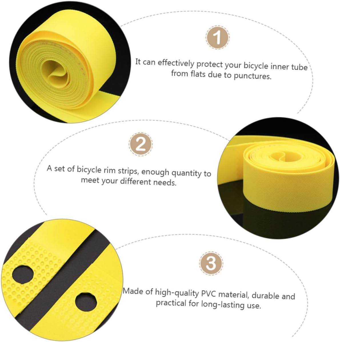 10Pcs PVC Rim Strips Bike Tube Protector Durable Tire Liner for Road and Mountain Bikes Puncture Resistant High Elasticity
