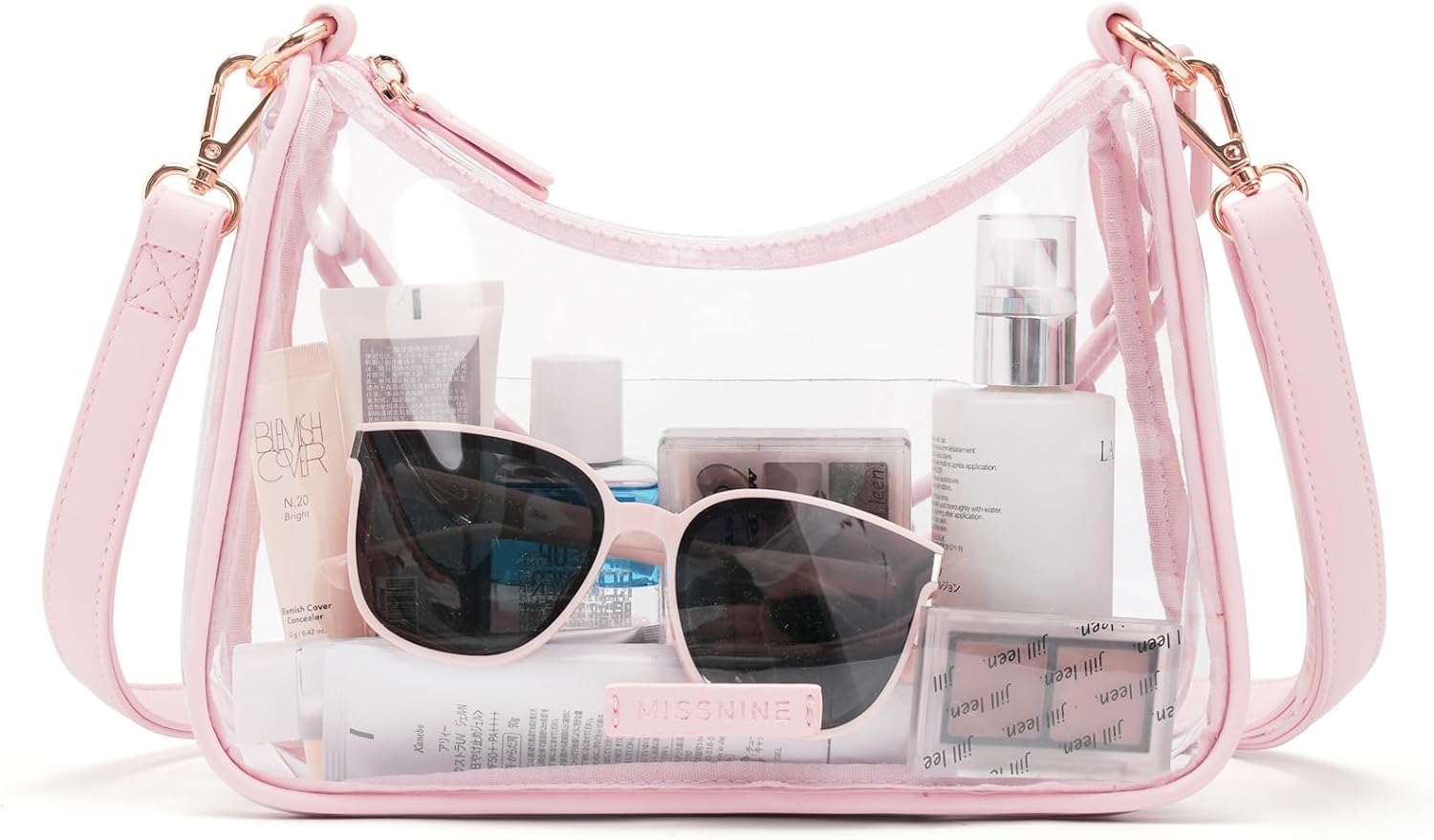 Missnine Clear Bag for Stadium Approved, Clear Crossbody Purse for Women Transparent Concert Handbag for Sport Stadium Events