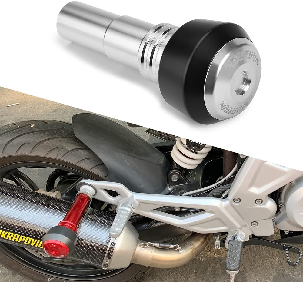 Accessoires Falling protection Exhaust Slider Crash pad slider compatible with BMW G310R G310GS S1000XR S1000RR S1000R K1200S R1200R R1200RS S1000 (Silver)