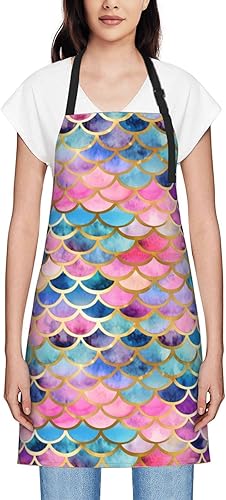 Miniatura 8 de Delantal de cocina a cuadros rojos y verdes para mujer con cuello ajustable, tamaño adulto, para cocina, pintura, regalo