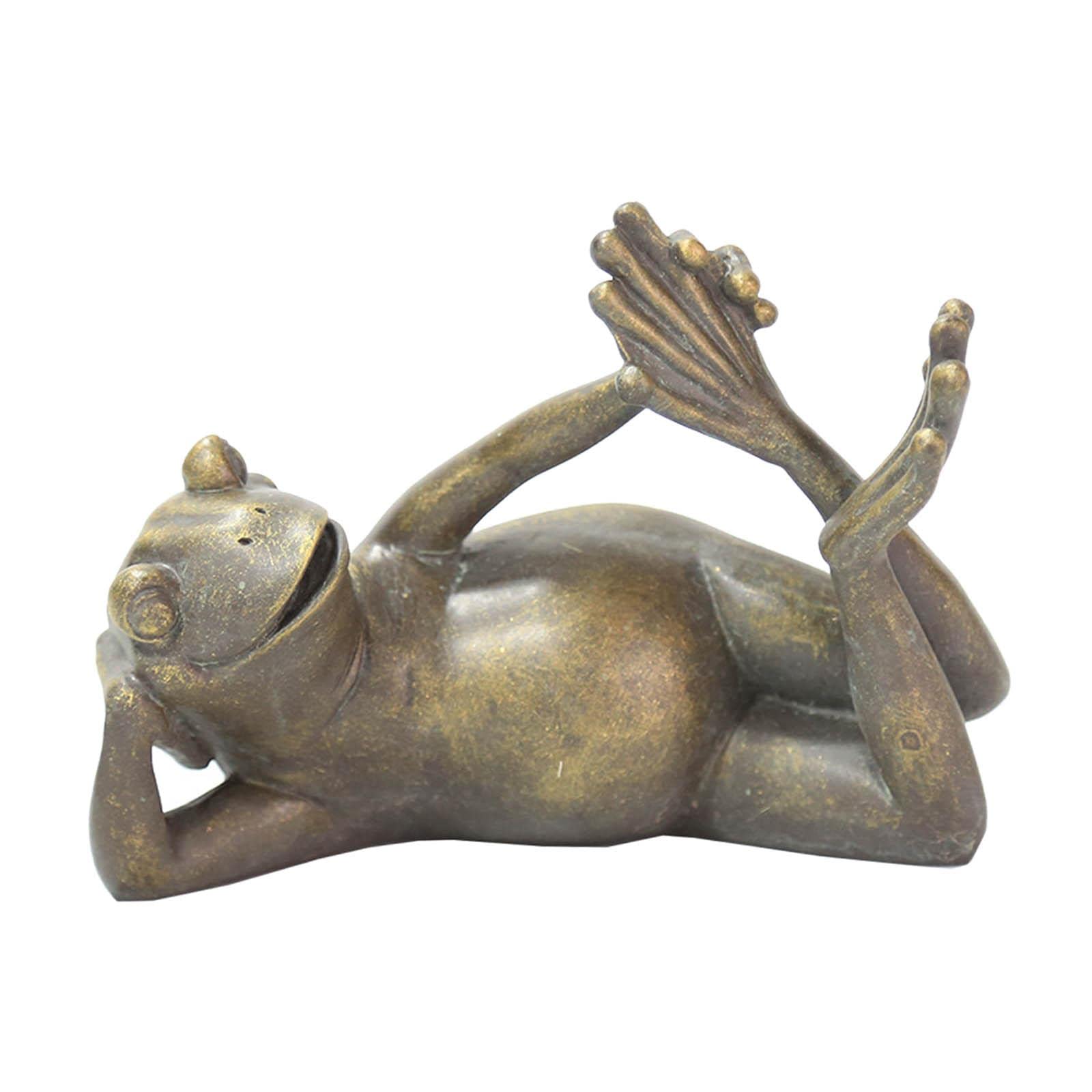Fashion My Day® Antique Bronze Lying Yoga Frog Statue Zen for Garden Courtyard Decoration Home and Garden | Home Decor | Figurines| Figurine