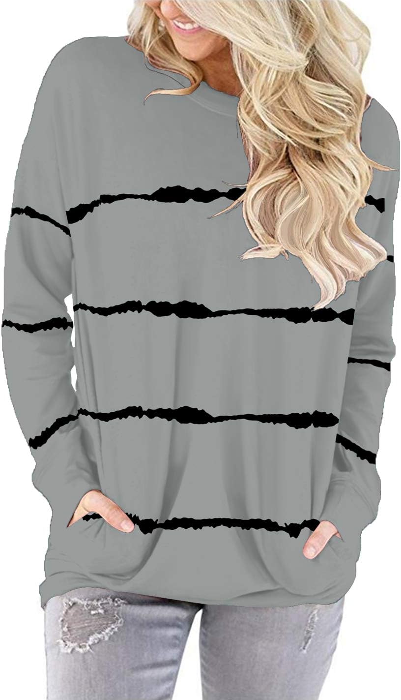 Angerella Casual Loose Fit Pocket Shirts for Women Comfy Cute Printed Tunic Tops Baggy Blouse