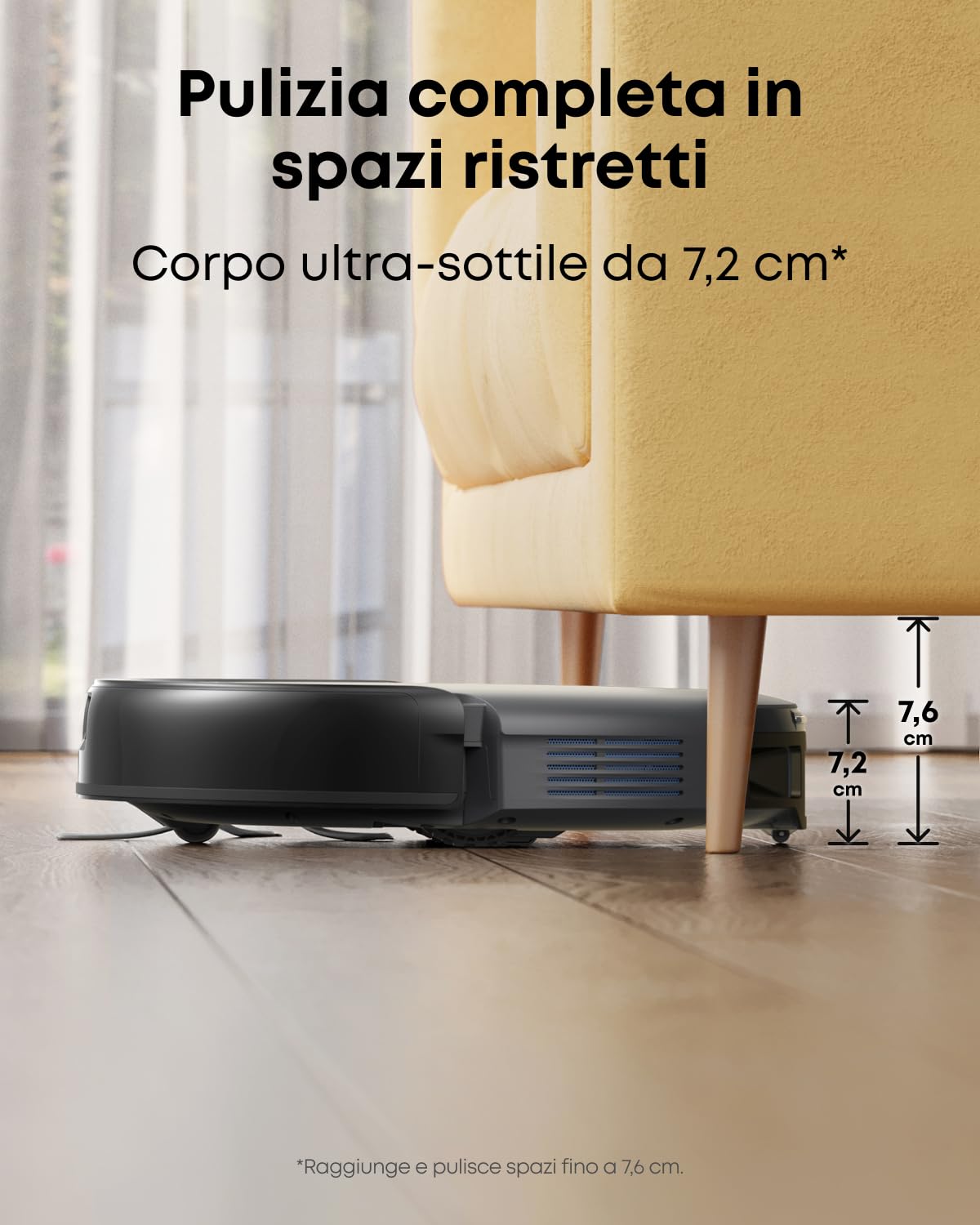 eufy C10 Robot Aspirapolvere con Stazione Aspirazione Automatica | Design ultra piatto 7,2 cm, Pulizia tappeti, Spazzola estensibile angoli, Svuotamento auto, Navigazione laser.