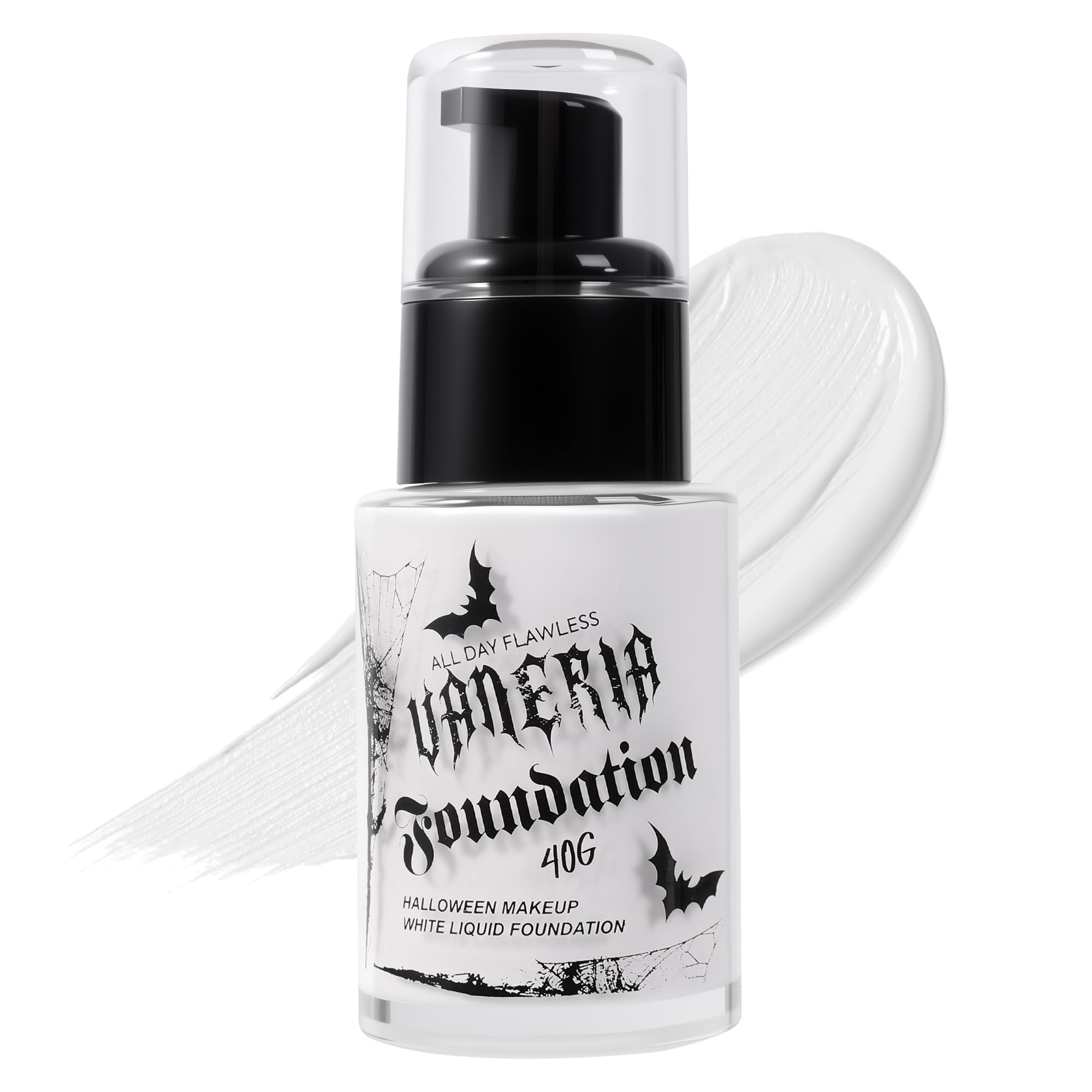 VANERIA White Foundation Liquid, Weiße Grundierung, Gesichts-Make-up Mit Voller Deckkraft, Wasserfest, Zum Mischen Oder Als Weiße Grundierung für Gothics, Vampire, Clowns. 30 ml
