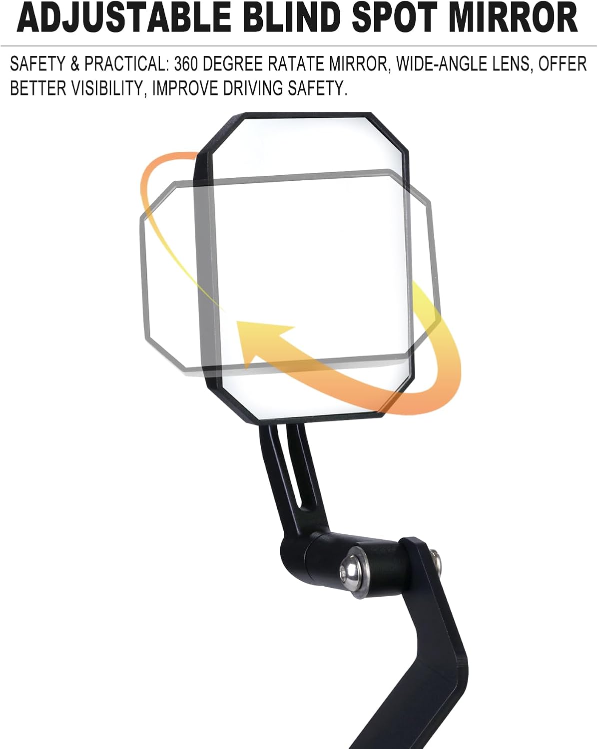 Blind Spot Mirror Compatible with Wrangler JK JL JT 2007-2025 | Left-hand Driver Side Adjustable Wide-angle Hood Mirror