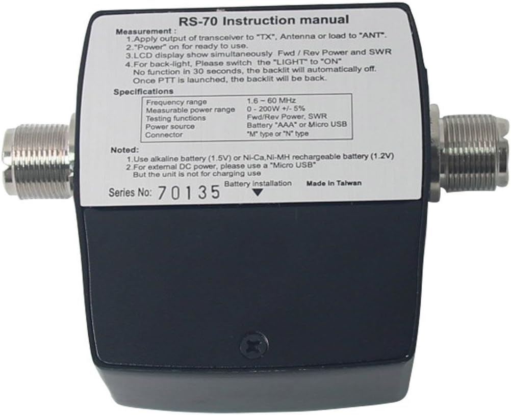 Youmei RS-70 Digital SWR/Watt Meter HF 1.6-60MHz 200W for Two-Way Radio