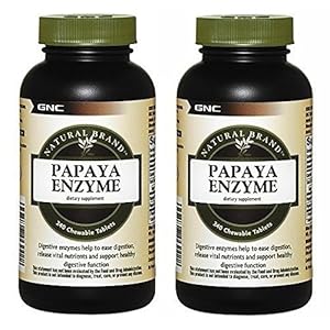 GNC Natuurlijk merk Papaya Enzym -240 kauwtabletten (2 flessen elk van 240 capsules) door GNC
