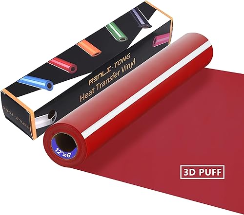 RENLITONG - Vinilo de transferencia de calor mate 3D Puff HTV de 12 pulgadas por 6 pies, rollo para planchar para prensa de calor, camisetas para