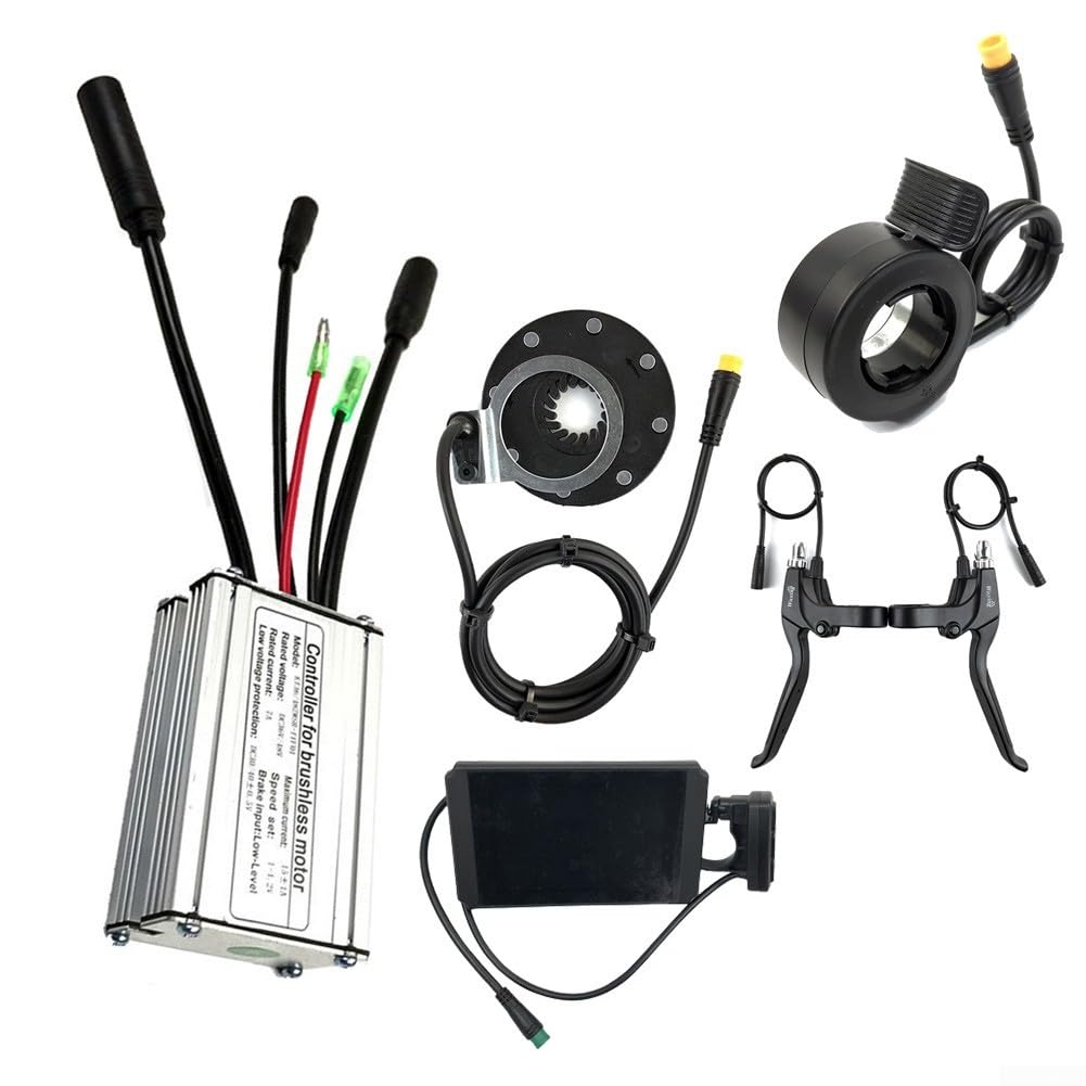 DAZZLEEX Kit di conversione per bici elettrica KT 36V 48V 250W 15A Controller impermeabile con display LCD8H Sensore PAS acceleratore e leve freno