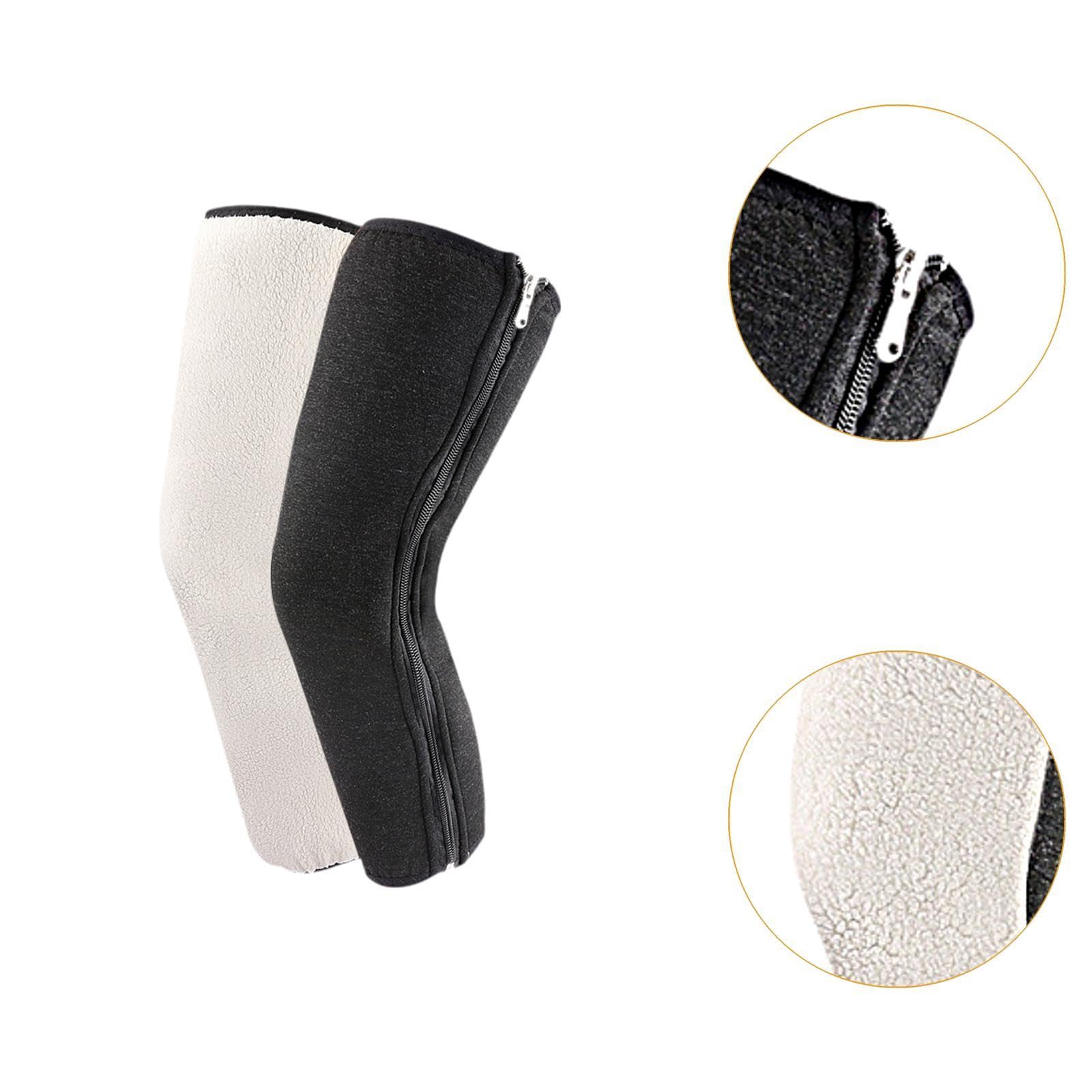 Qianly Knee Warmers Comfortable Knee Brace for Running, Cold Weather, Sports, Cycling, White Lining, 50cm