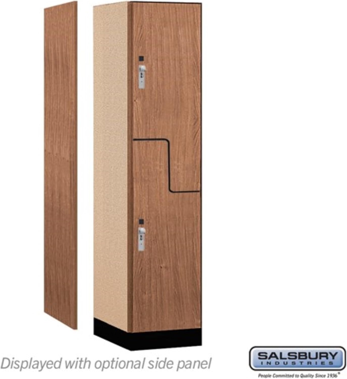 Salsbury Industries 18" Wide Premier Wood Locker-Double Tier 'S' Style-1 Wide-6 Feet High-24 Deep-Red Oak-Silver Hasps