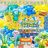 Sponge Birthday Decorations 153pcs Party Decor Kits - Latex Balloons & Arch Kits, Large Foil Balloons, Backdrop, Fringe Curtain, Happy Birthday Banner, Sponge Esponja Decoracion Fiesta