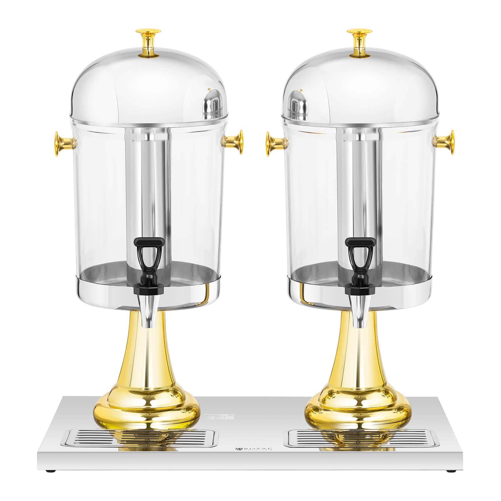Royal Catering Dispenser per Succo Distributore di Bevande RCSD-2G (2 x 8 L, Sistema di raffreddamento, Acciaio Inox, Plastica)