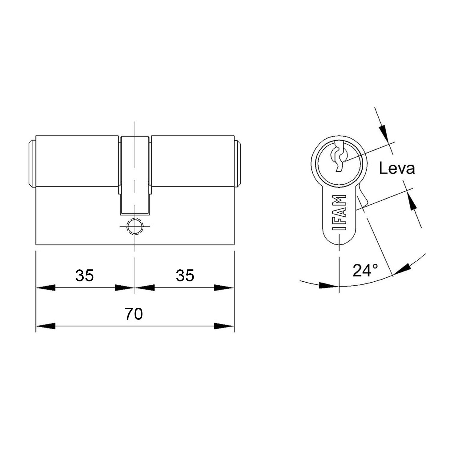 iFAM, F5S Series Euro Profile Cylinder, 35 x 35 mm, for Door Simple Solution, Extruded Brass, Wide Variety of Measurements, Silver - Image 4