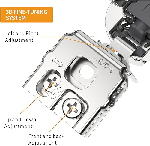 Miniatura 58 de Chibery 50 Pack 1-5/16" Overlay 3D Soft Close Concealed Hinge for Face Frame Door, Smooth Slow Self Closing Hinges, Satin Nickel, Hidden 105° Open