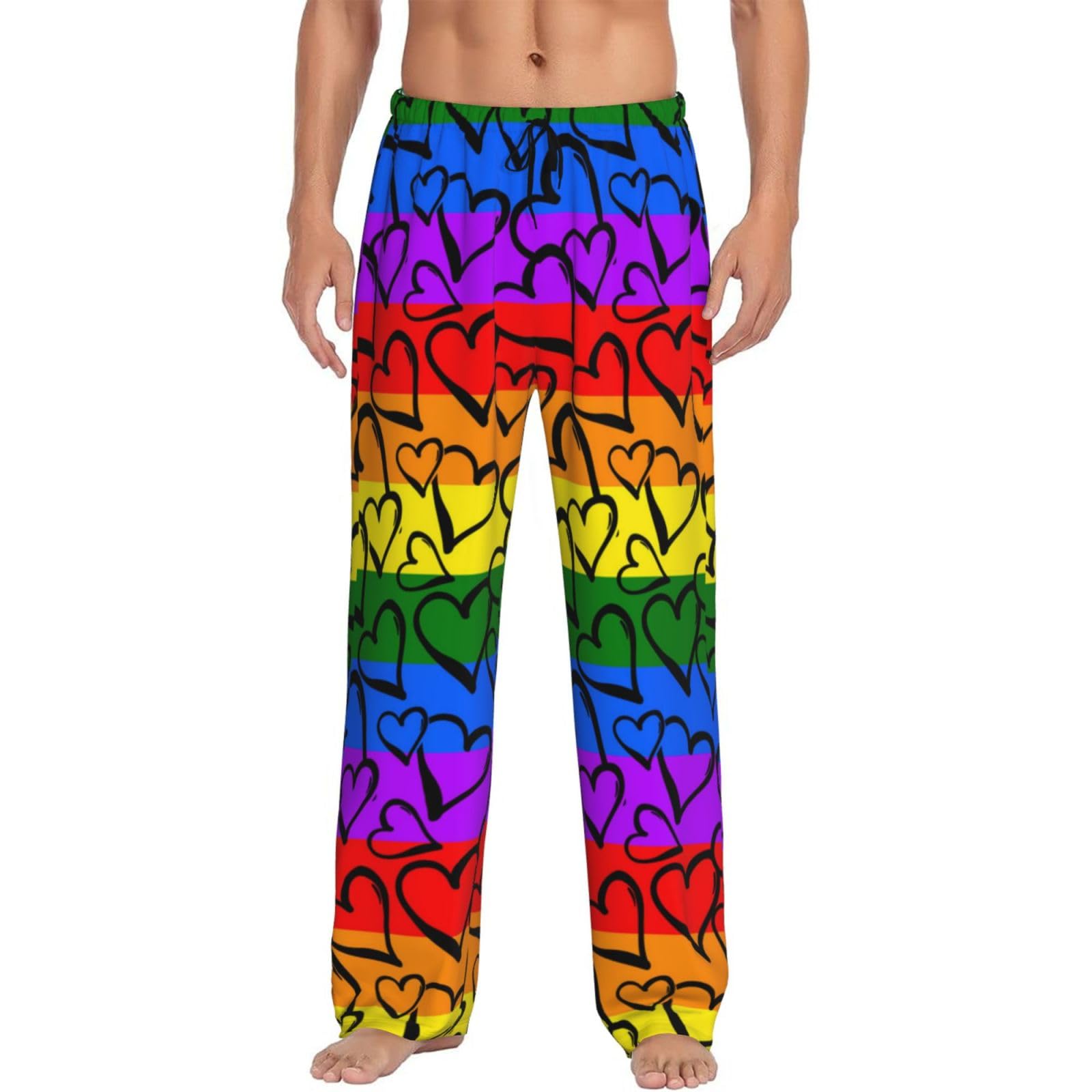 Gay Pride Rainbow Pattern Men'S Pajama Pants Loose Leisure Loungewear Lie In Bed Sofa With Pockets Elastic Waist