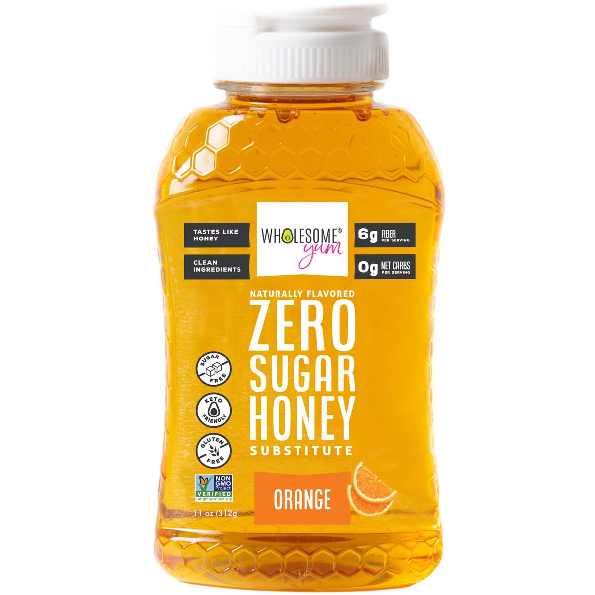 Wholesome YumOrange Zero Sugar Honey Substitute (Keto) - Natural Sugar Free Honey Alternative With Monk Fruit & Allulose - 0 Net Carbs, Non-GMO, Gluten Free, No Aftertaste (11 oz)