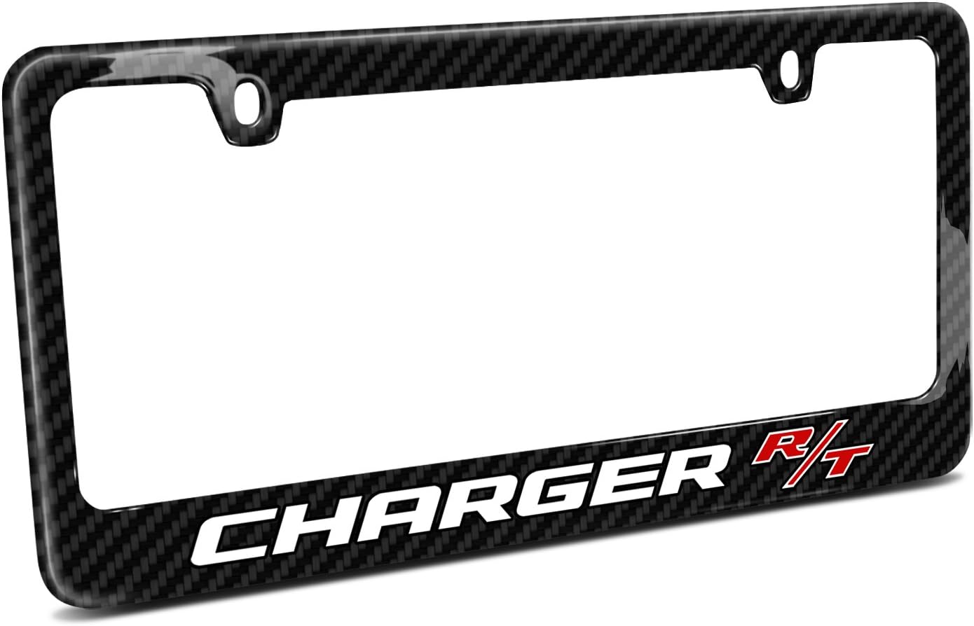 iPick Image Made for Dodge Charger R/T Black Real 3K Carbon Fiber Glossy Finish License Plate Frame