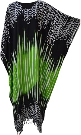 Borneo Soft Tie Dyed Leaf Kaftan Caftan Cool Long Ladies Summer Dress Plus Beach Cover Up