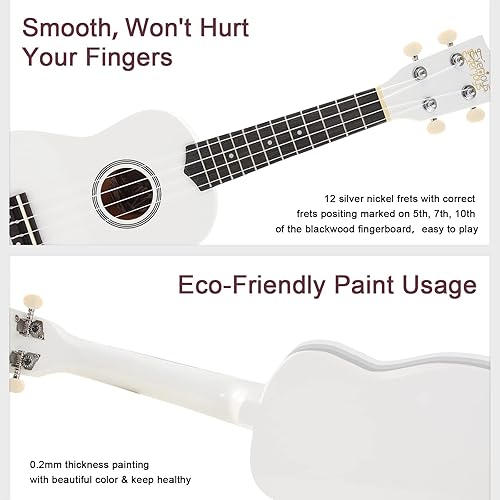 Miniatura 5 de Kit de ukelele soprano para principiantes para niños y adultos con lección gratuita en línea de 21 pulgadas, bolsa de ukelele con correa, afinador