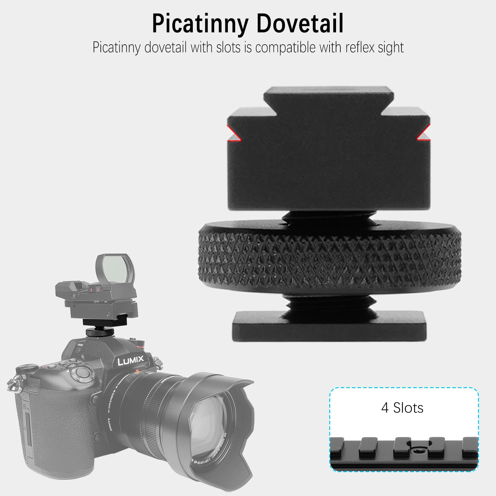 2-in-1 Metall-Adapterhalterung für Teleskop-Finder, Zielfernrohr, roter Punkt, Reflex-Sight Fit, Video, DSLR, spiegellose Kamera, Blitzschuh, Kaltschuh, Himmel, Astrofotografie