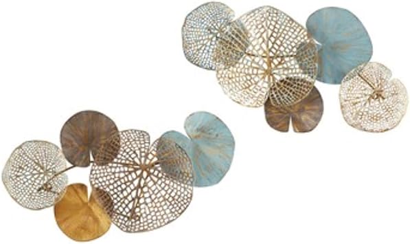 Madison Park Wall Art Living Room Decor - Lenzie Metal Abstract Coastal Decoration, Home Accent Modern Kitchen Dining Decoration, Ready to Hang for Bedroom, 15.7"W x 26.9"L, Multi 2 Piece
