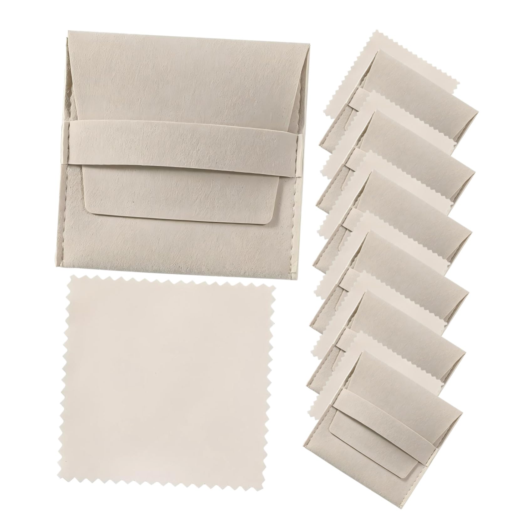 Vaguelly Pochette de Voyage Style Enveloppe Beige avec Sangle Fixe 120 Ensembles en Microfibre Double Face Rangement Polyvalent et Portable pour Bijoux pour Bracelets et Pendentifs