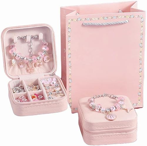 Miniatura 7 de Kit de fabricación de pulseras con dijes de 66 piezas kit de fabricación de pulseras con dijes y suministros de fabricación de joyas pulsera en caja