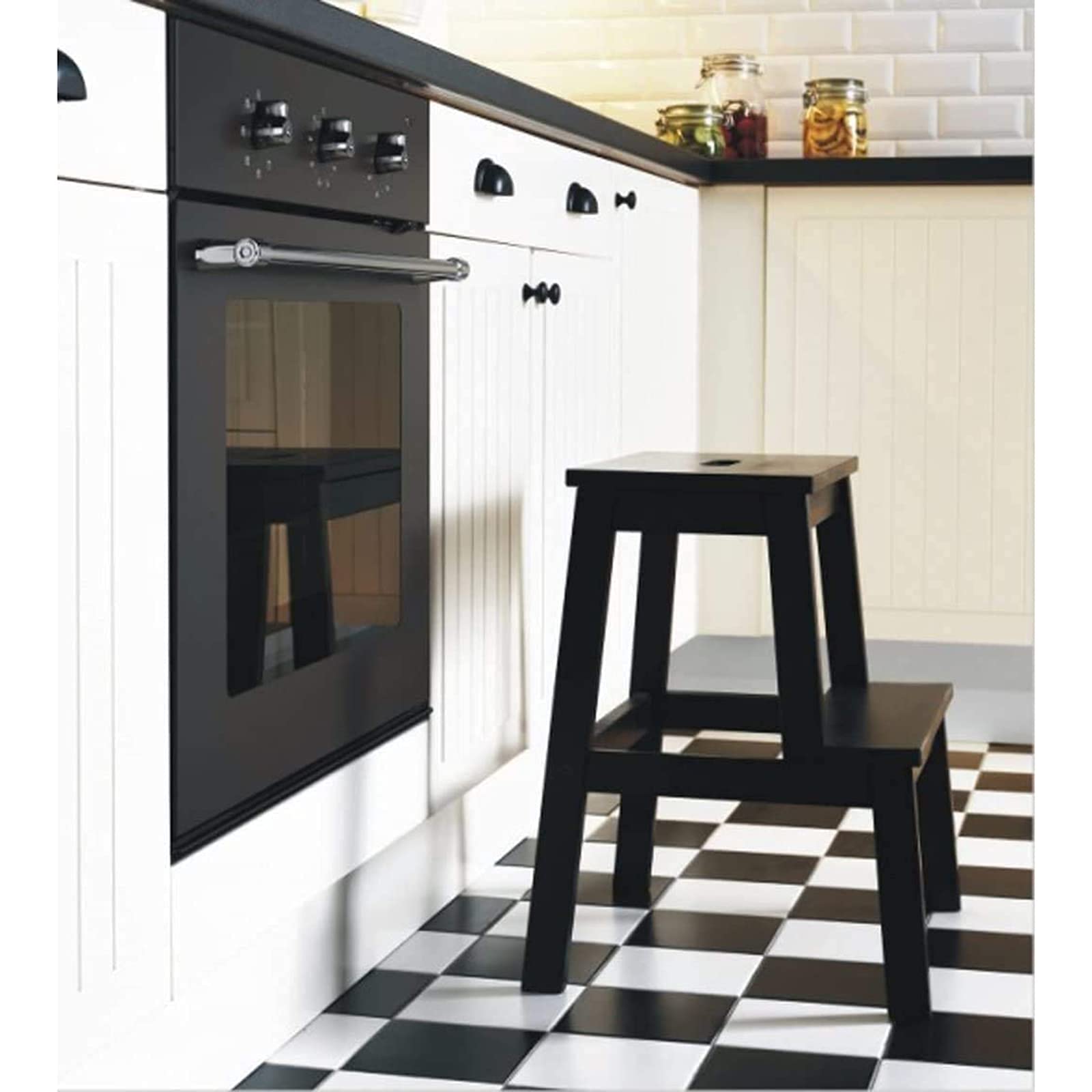 Taburete Escalera De Bambú LOLAhome - 2 Peldaños, Soporta 150 Kg, 47x43x42 Cm, Con Asa Para Transportar