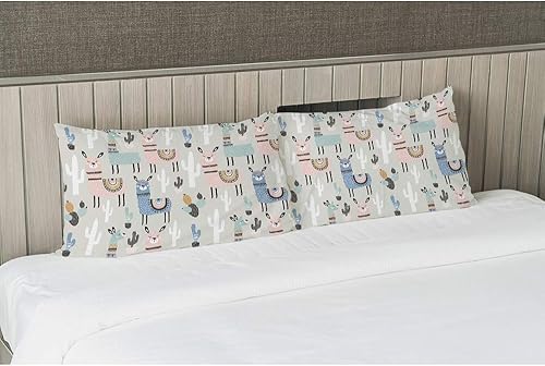 Miniatura 4 de EKOBLA Funda de almohada con diseño de llamas, de verano, suculentas, cactus, alpaca, animal, diseño bohemio, decoración de lunares, funda de