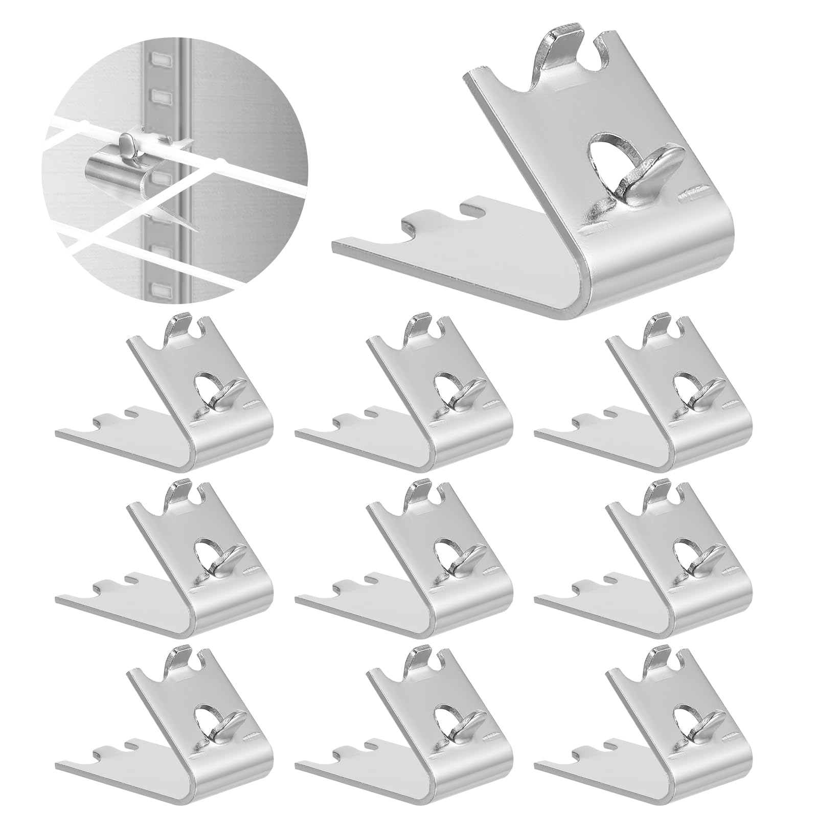 Hariendny 10 Pack Refrigerator Shelf Clips, 920158 Freezer Shelf Clips, Stainless Steel Shelf Clip Replacement Buckles Brackets for Cooler Shelf Support, Shelf Hook Rack Clips